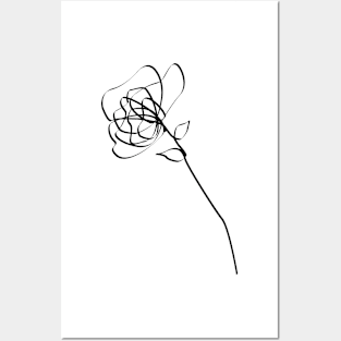 Rose Line Art In Black For Lovers Loved Ones And Self Love Posters and Art